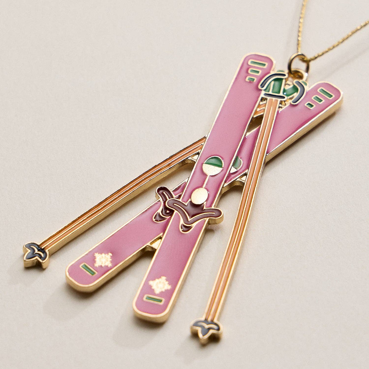 Pink Ski Ornament