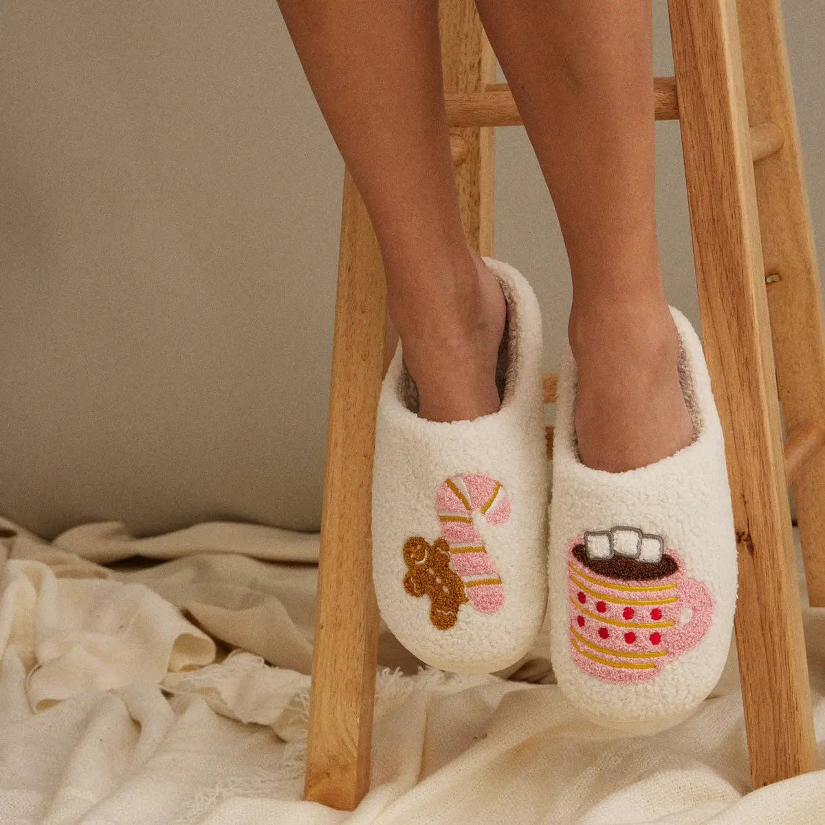 Gingerbread Hot Cocoa Home Slippers