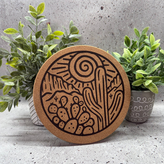 8" Desert Swirl Engraved Cork Trivet - vibeboxshop