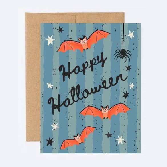 Happy Halloween Vintage Bats Card
