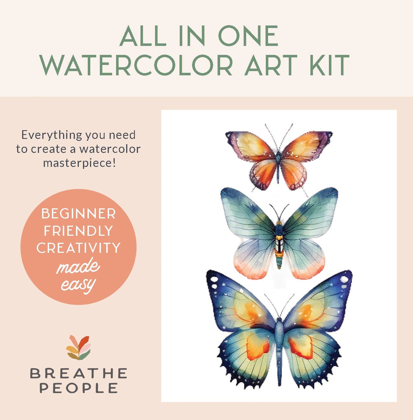 All - In - One Beginner Watercolor Kit - Butterflies - vibeboxshop