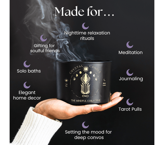 Black Crystal Candle 12oz – Amethyst & Smokey Quartz - vibeboxshop
