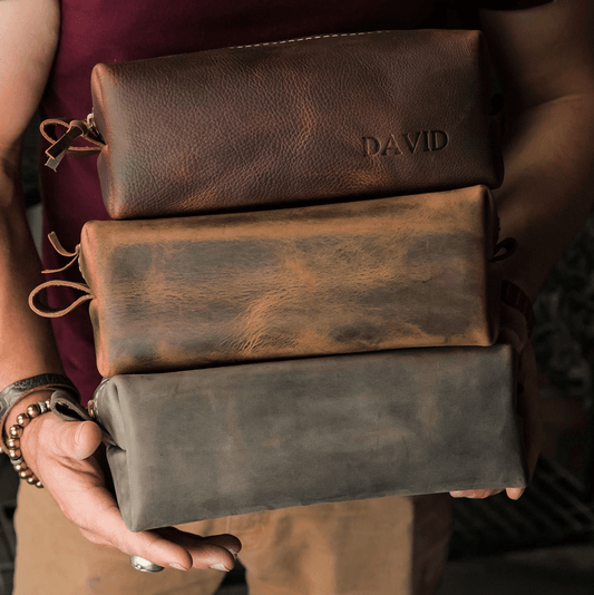 Branded Leather Toiletry Bag - vibeboxshop
