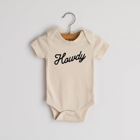 Cream Howdy Modern Organic Baby Bodysuit - vibeboxshop