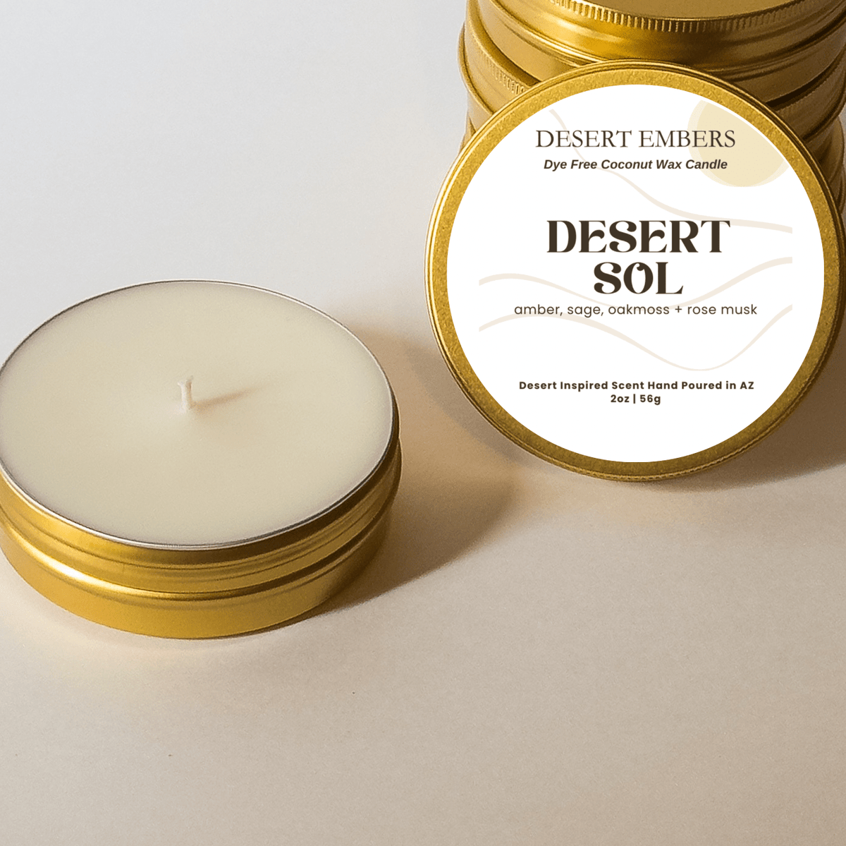 Desert Sol Water Gold Travel-Friendly Candle Tins - vibeboxshop