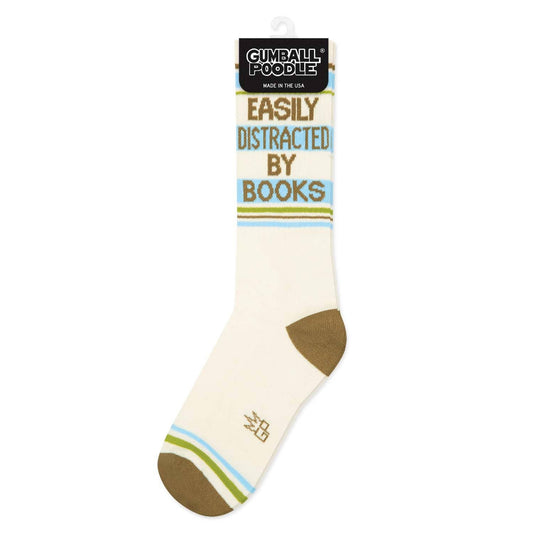 Easily Distracted By Books Gym Crew Socks - vibeboxshop