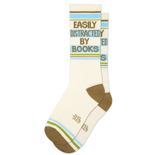 Easily Distracted By Books Gym Crew Socks - vibeboxshop