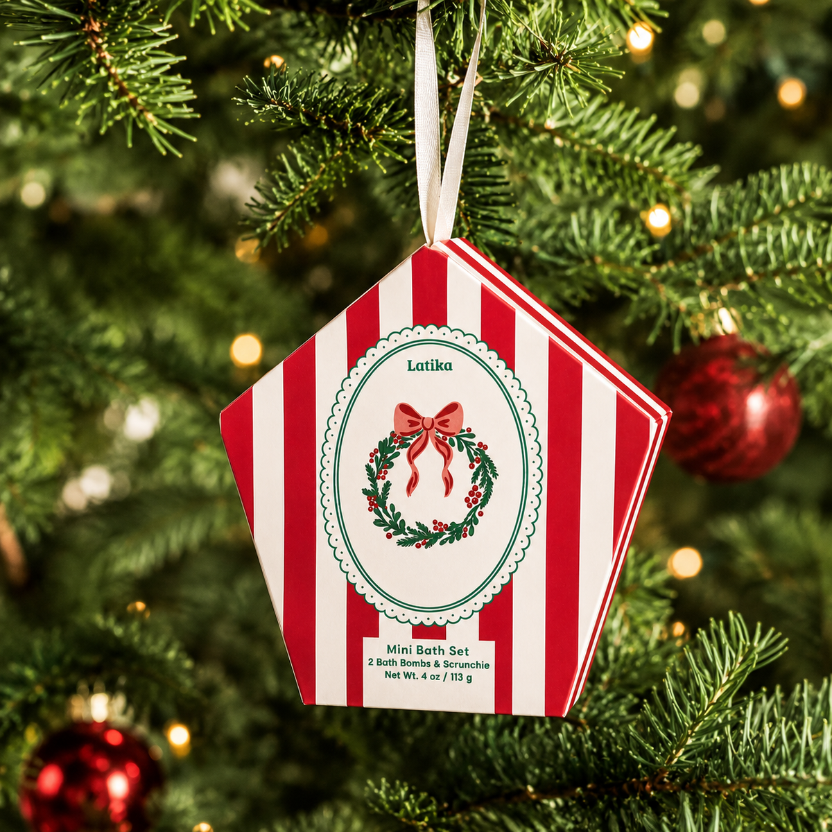 Christmas Bath Bomb Set - Wreath Stocking Stuffer