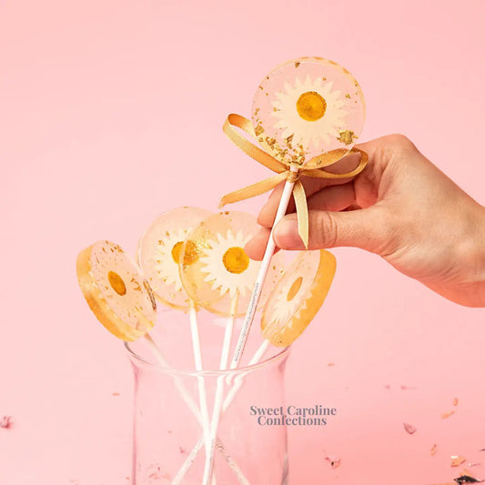 Gold Daisy Mandarin Orange Lollipops - vibeboxshop