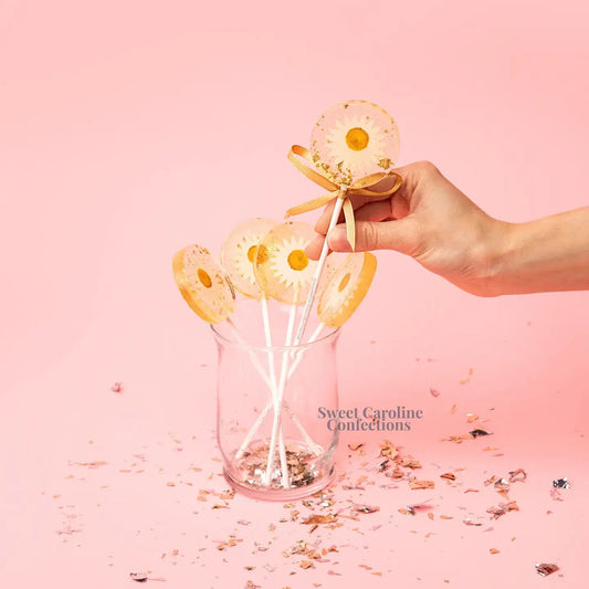 Gold Daisy Mandarin Orange Lollipops - vibeboxshop