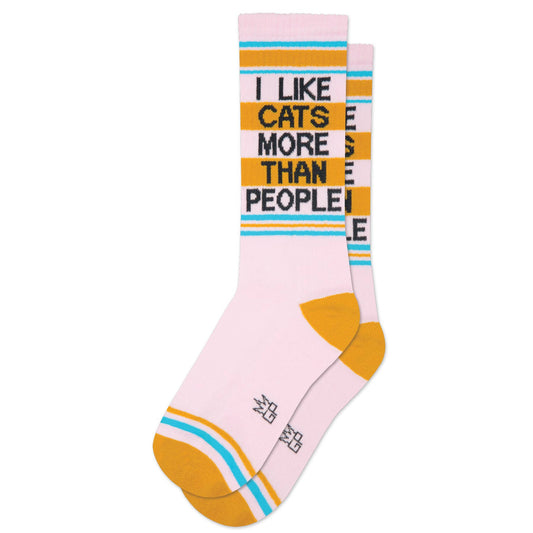 I Like Cats More Than People Gym Crew Socks - vibeboxshop