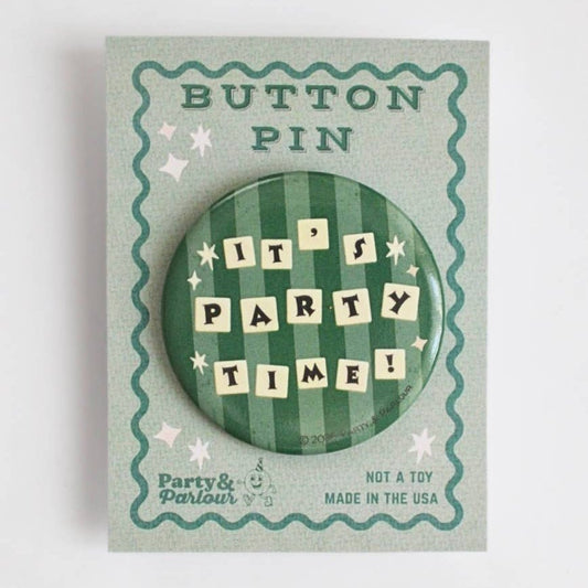 It's Party Time! Striped Button Pin - vibeboxshop
