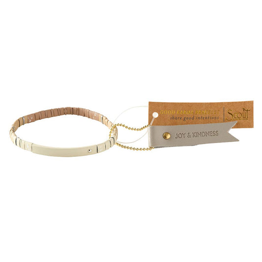 Joy & Kindness Ivory/Silver Good Karma Bracelet - vibeboxshop