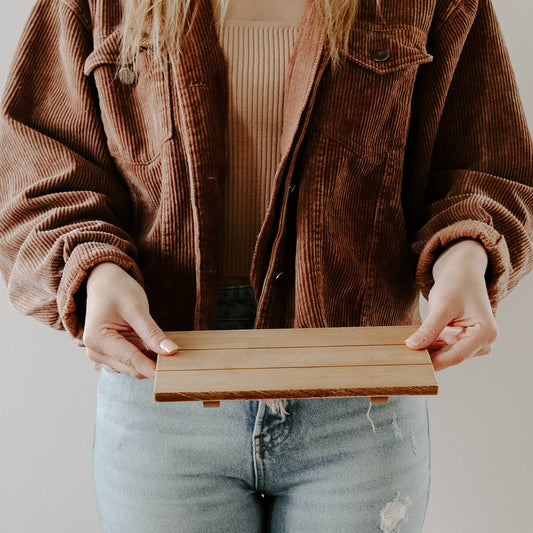 Natural Rectangular Wood Tray - vibeboxshop