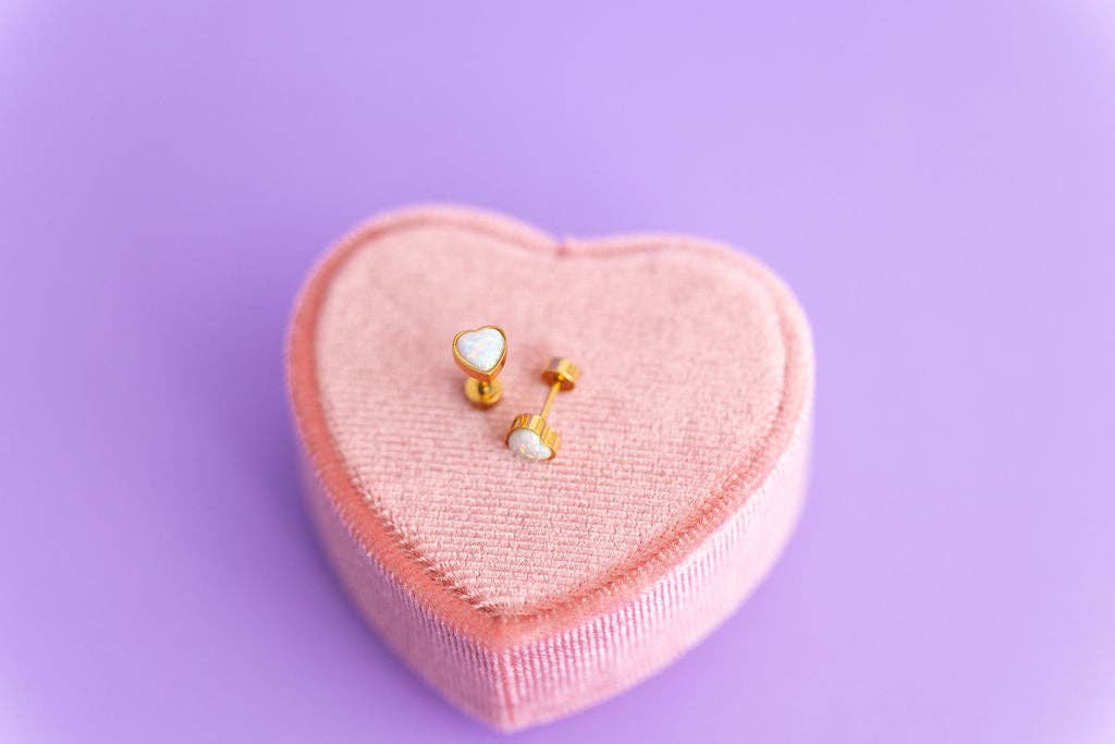 Opalite Heart Stud Earrings - vibeboxshop