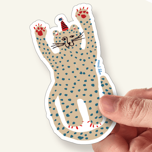 Party Cheetah Vinyl Sticker - vibeboxshop