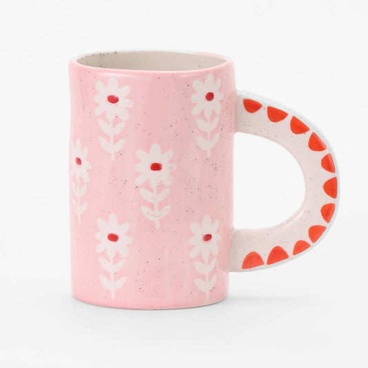Pink Floral Hand Painted Mug - vibeboxshop