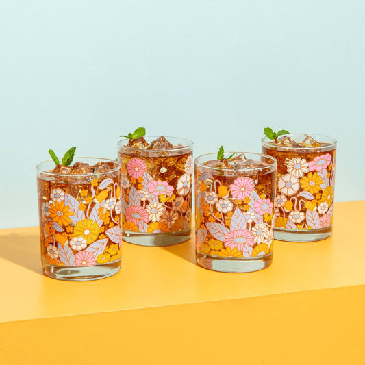 Single Floral Rocks Glass - vibeboxshop