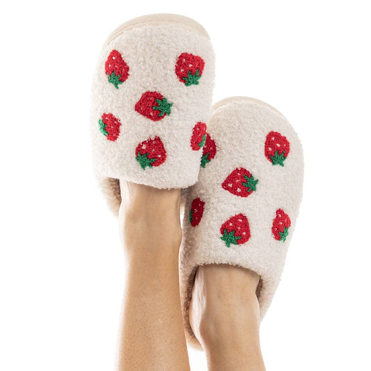 Strawberry Fuzzy Slippers - vibeboxshop