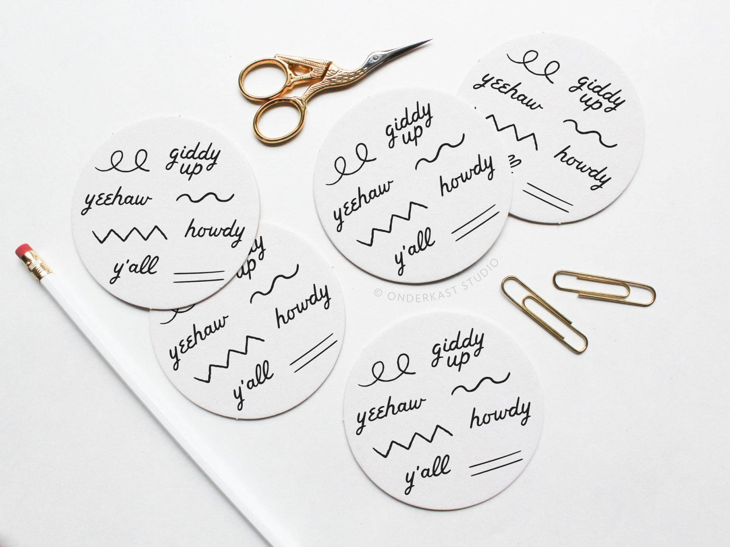 Western Words Letterpress Coaster Set - vibeboxshop