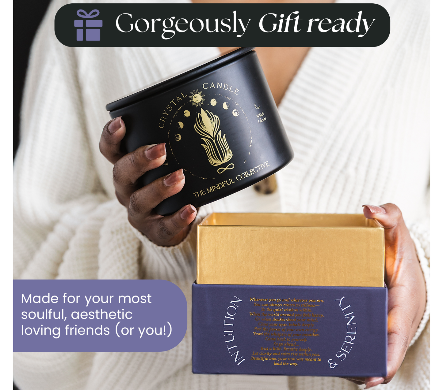 Black Crystal Candle 12oz – Amethyst & Smokey Quartz