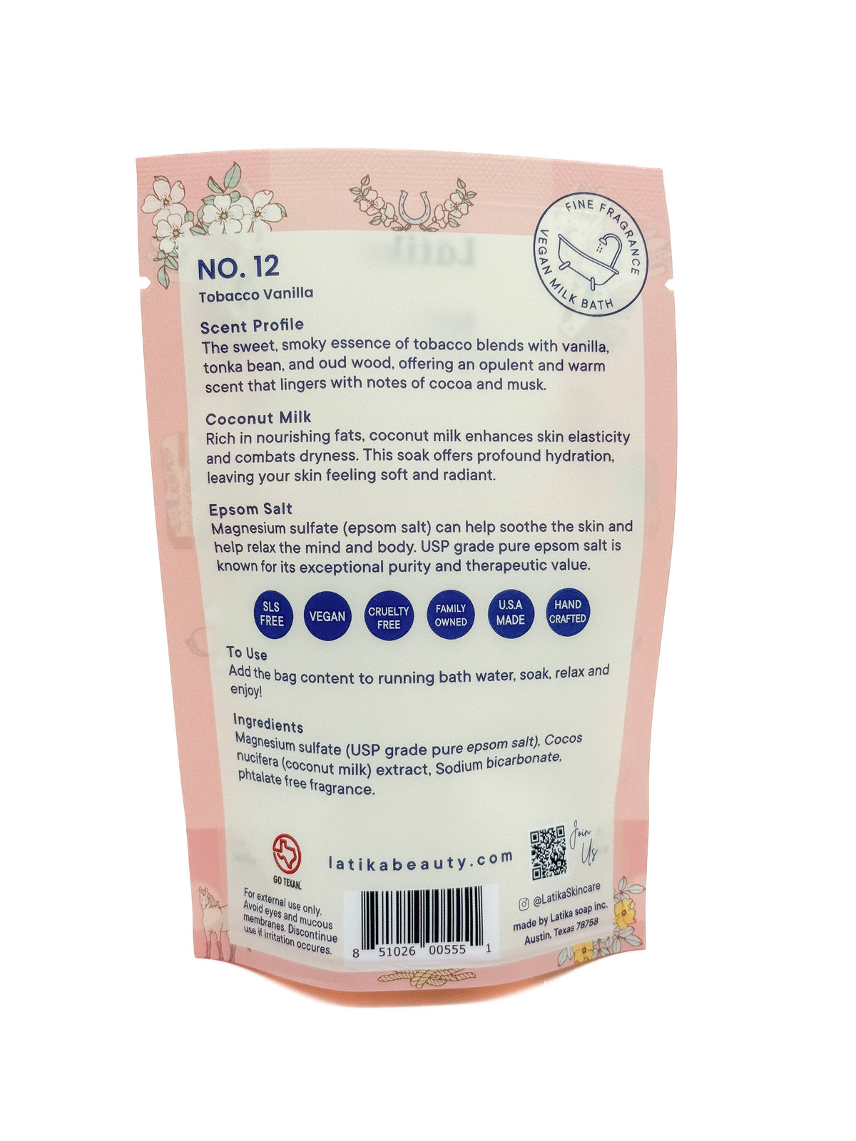 Vegan Milk Bath Salt | Warm Tobacco