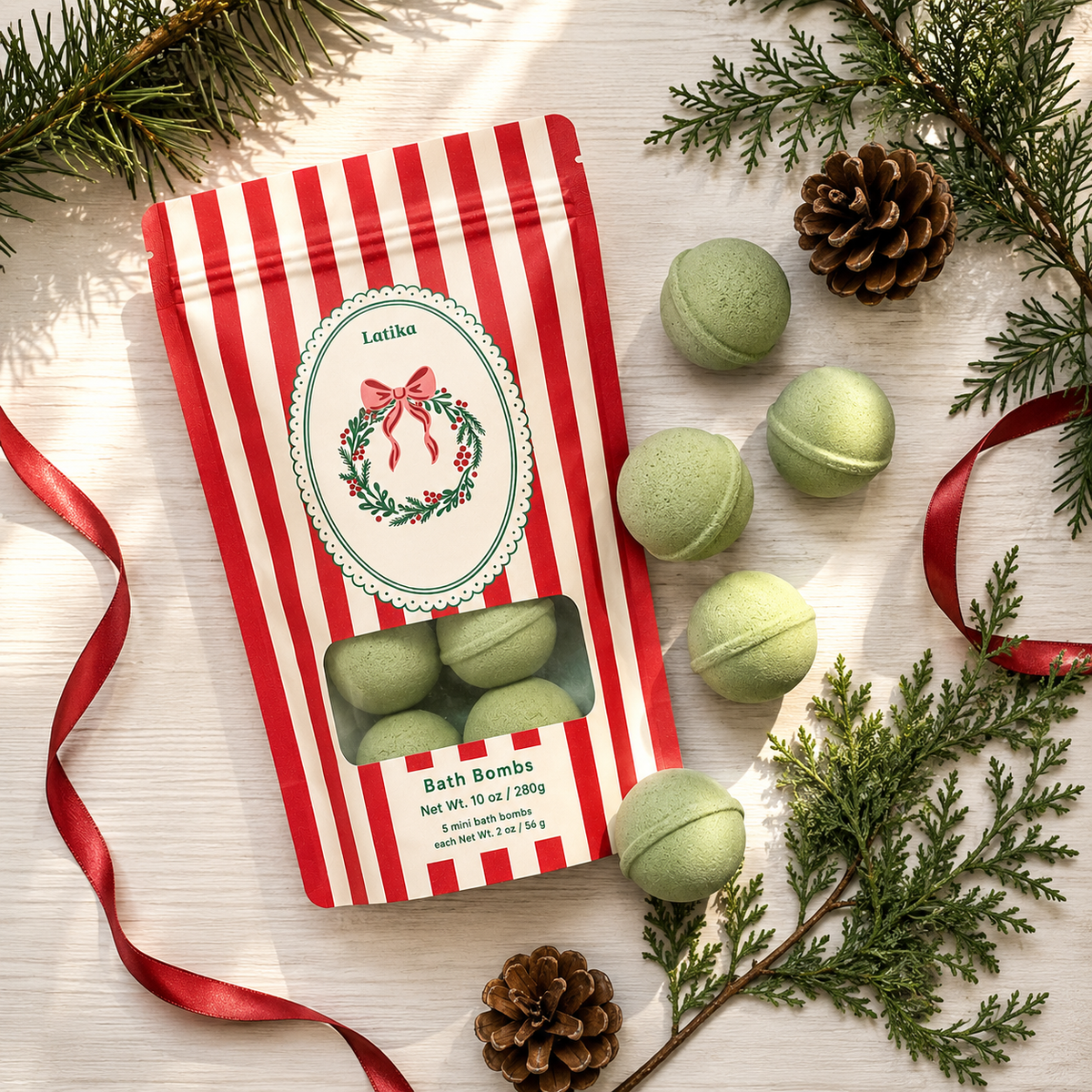 Mini Bath Bombs Gift Bag | Christmas Pine & Cedarwood