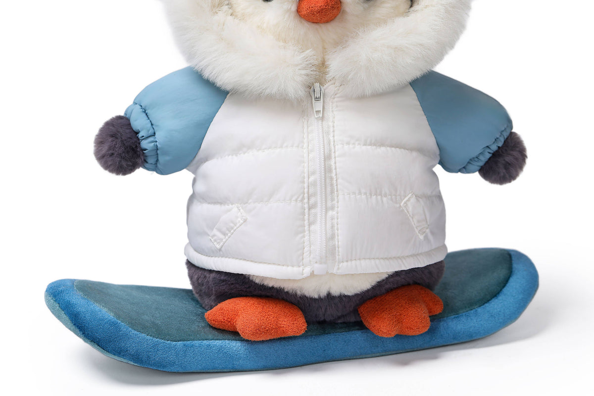 McHugs Snowboarder Penguin Weighted Plush Animal