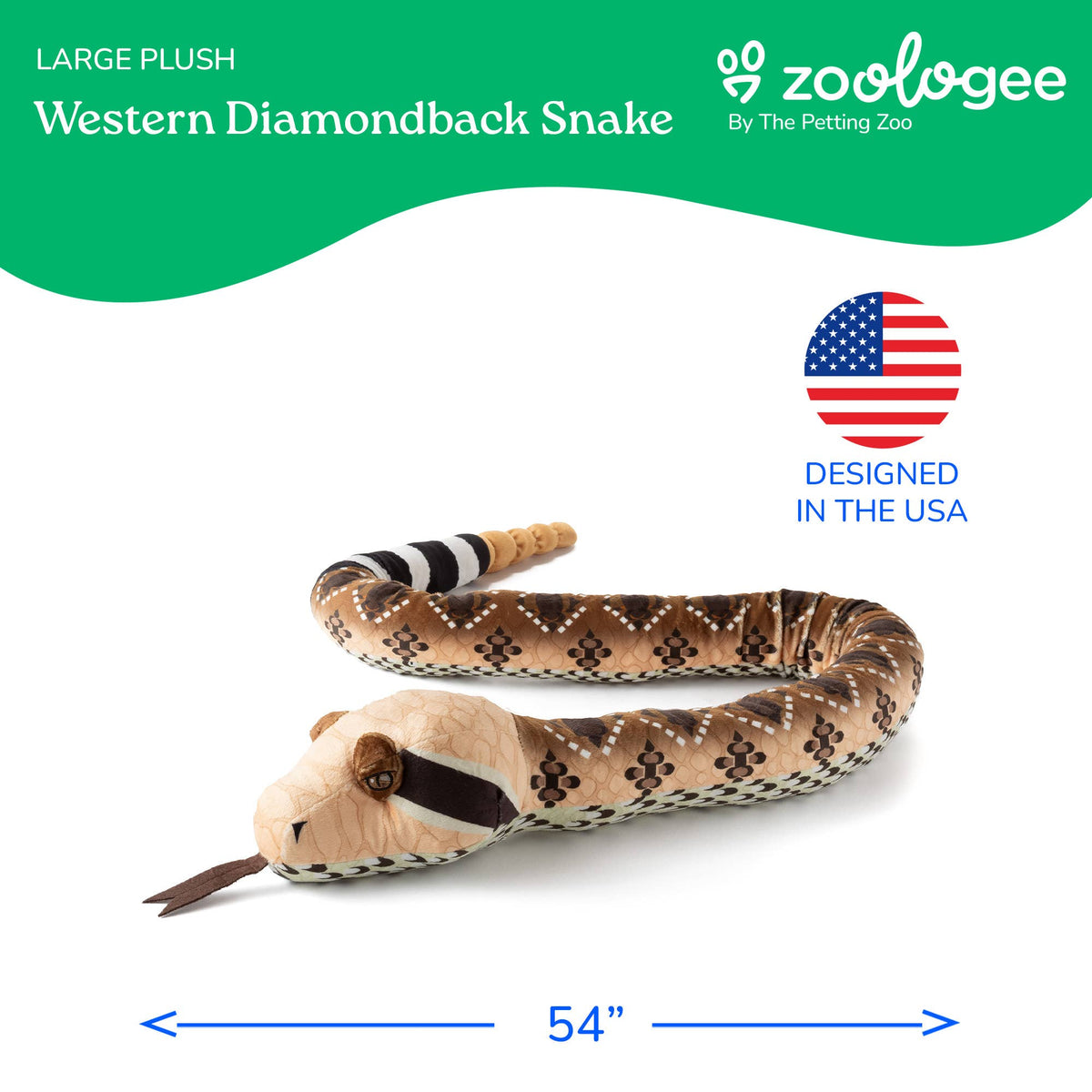 Earth Keeperz Western Diamondback Snake 54" (137cm) Recycled Plush