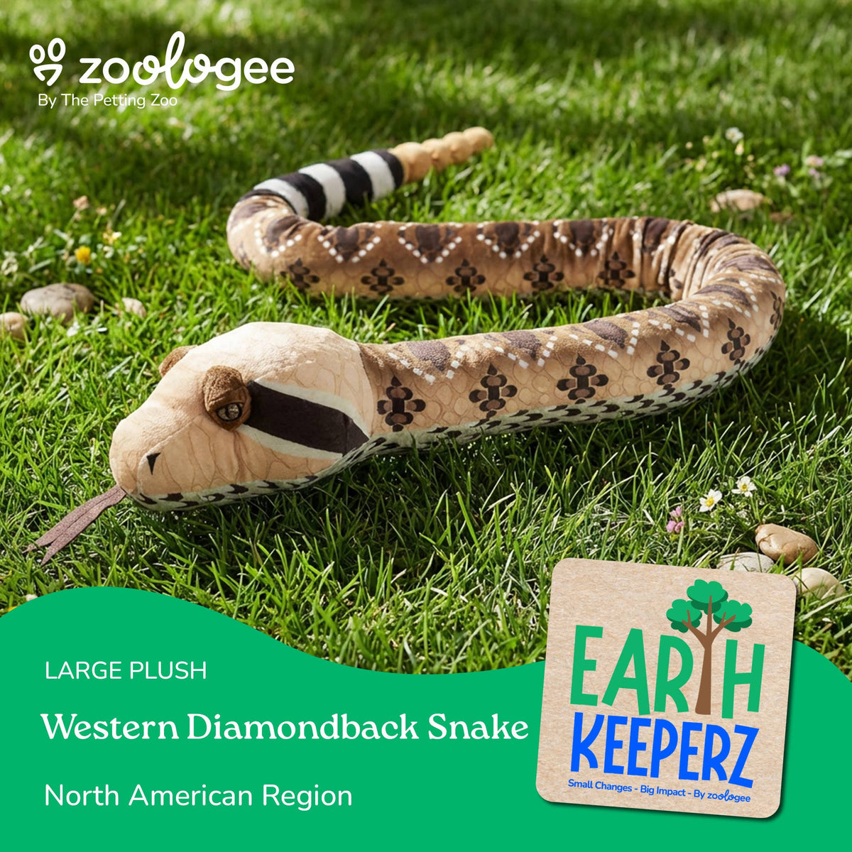 Earth Keeperz Western Diamondback Snake 54" (137cm) Recycled Plush