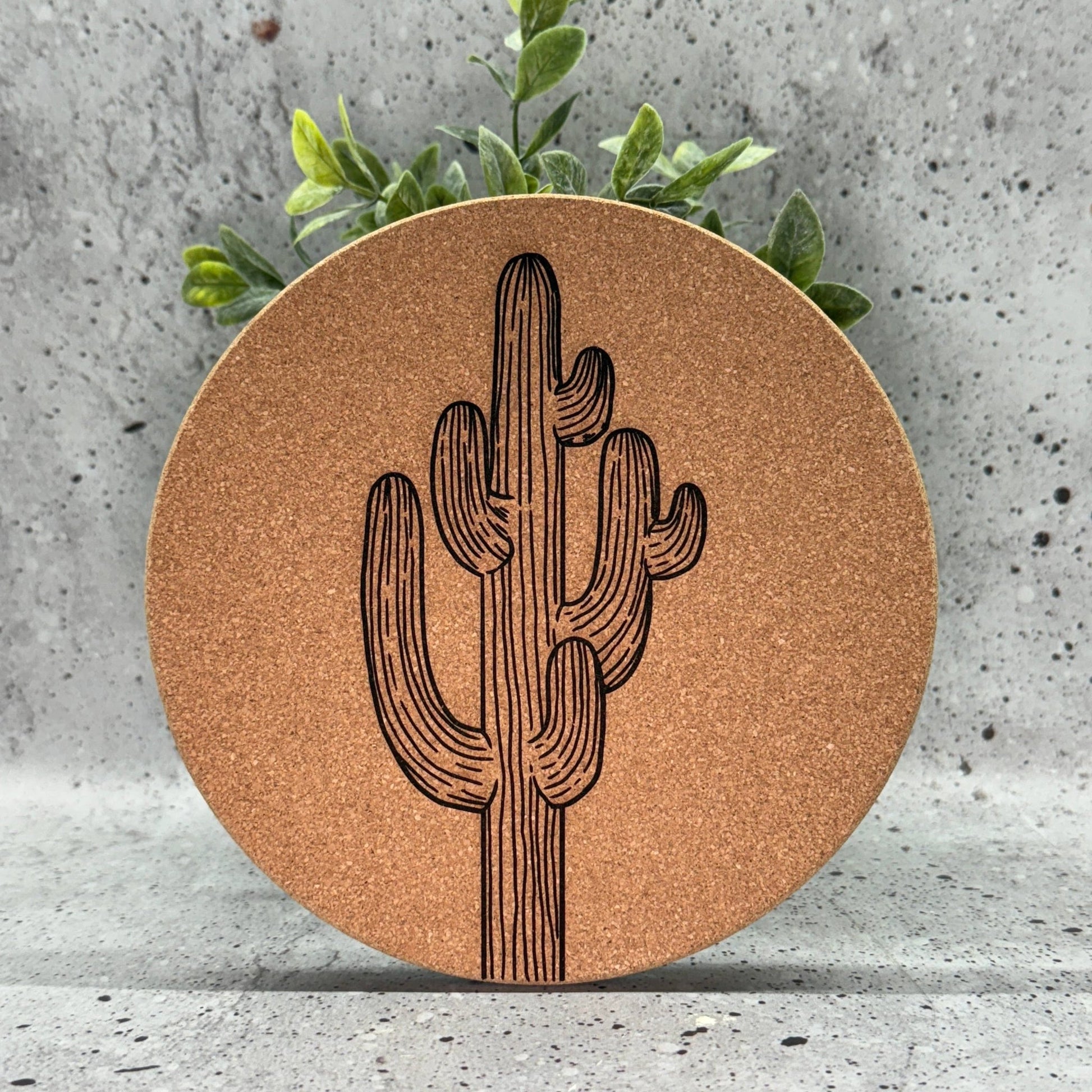8" Saguaro Engraved Cork Trivet - vibeboxshop