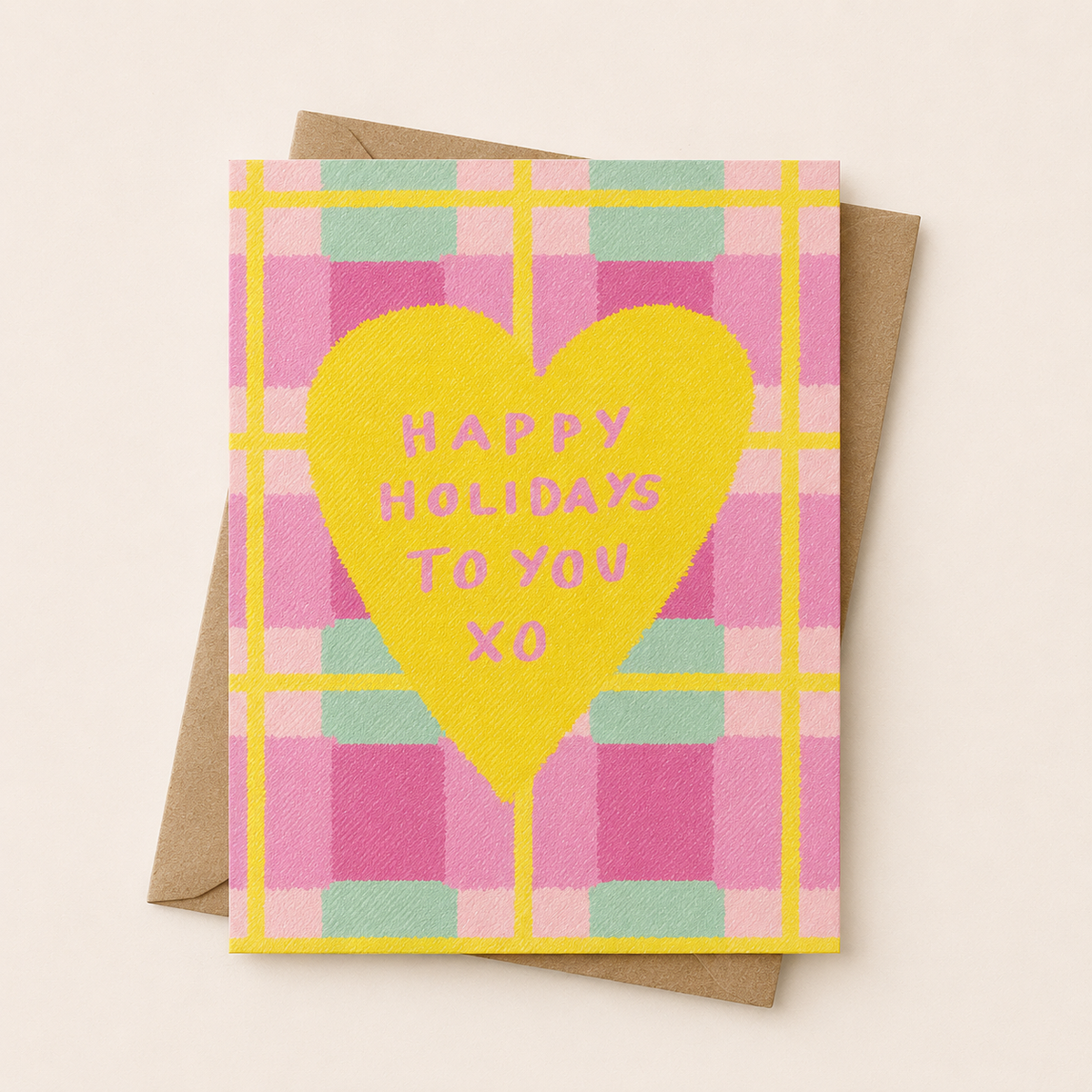 Happy Holidays to You | Pink Plaid Card