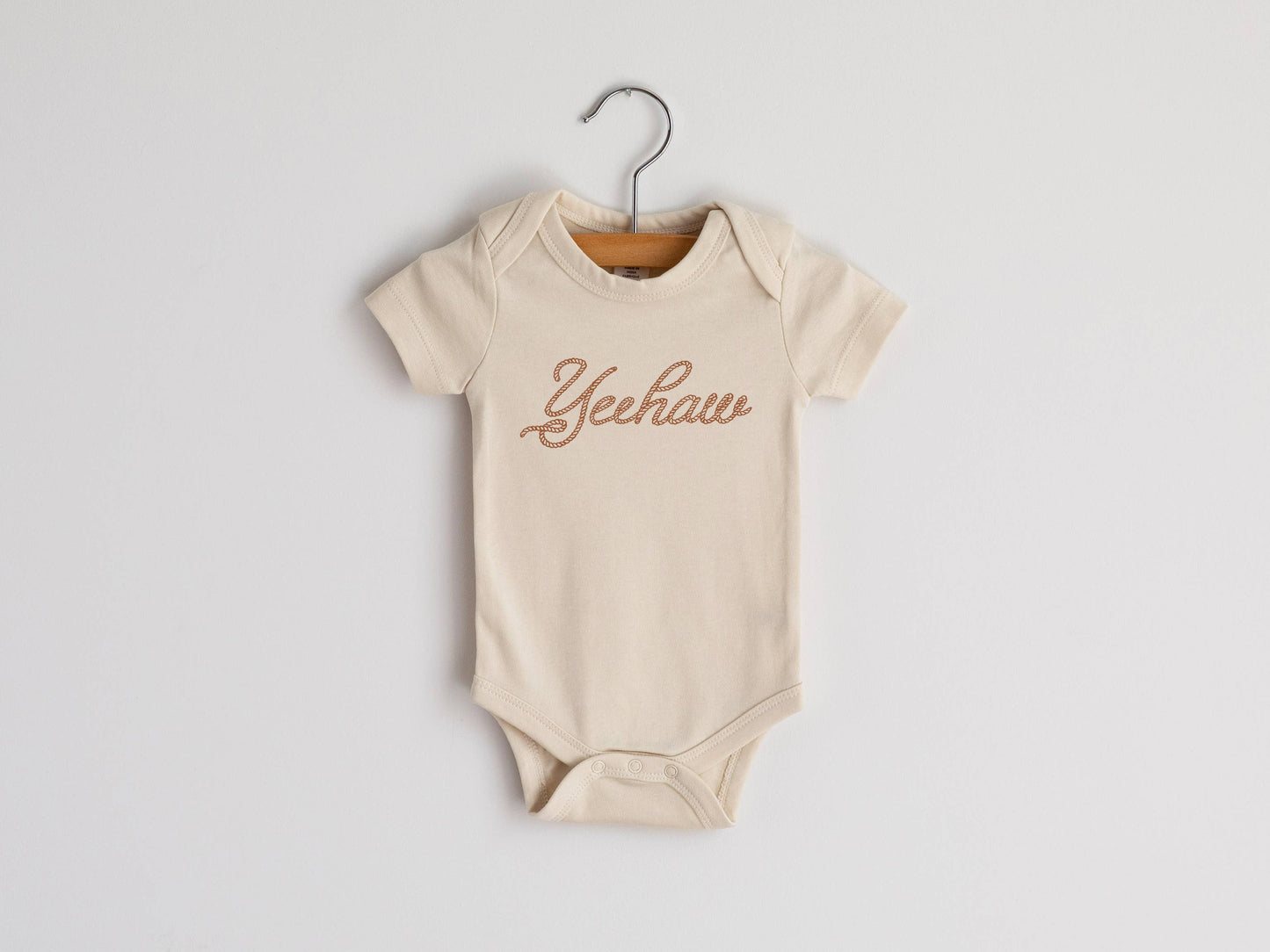 Cream Yeehaw Organic Baby Bodysuit