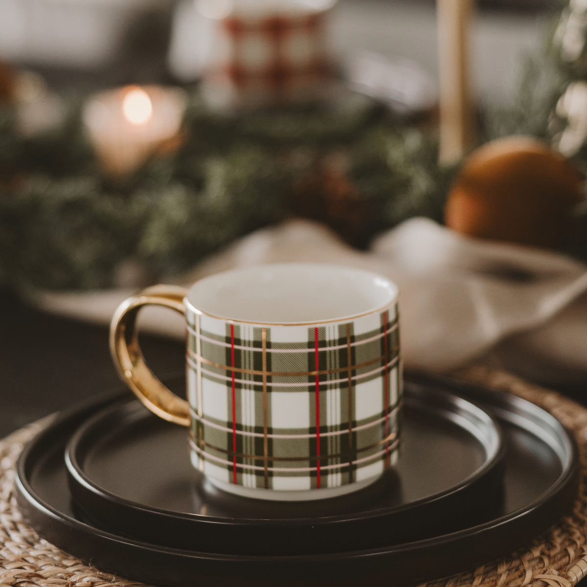 Green Plaid Coffee Mug