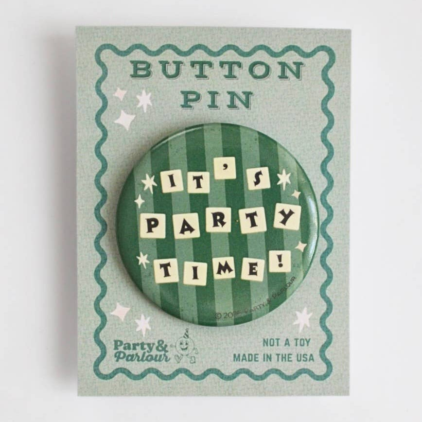 It's Party Time! Striped Button Pin  