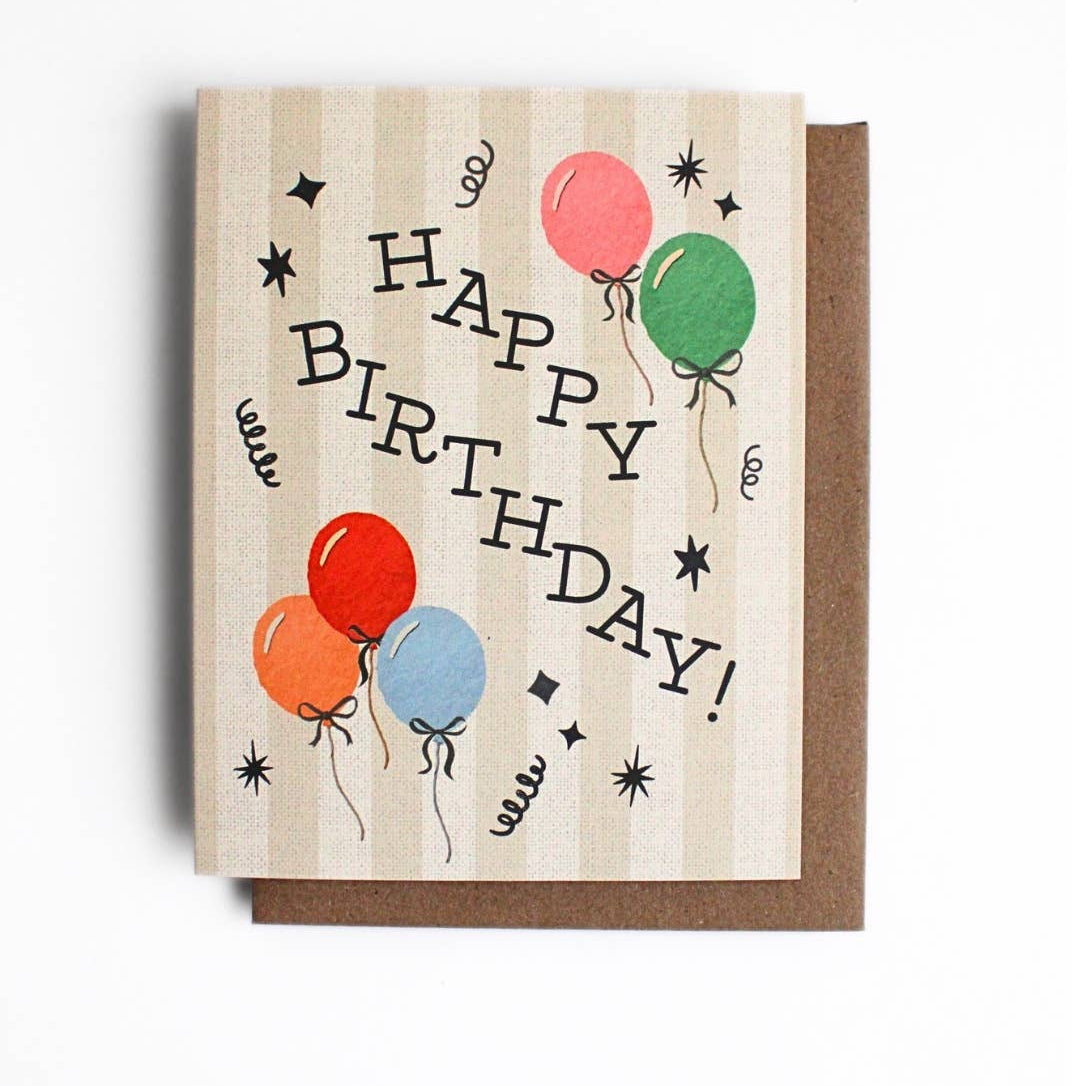 Vintage Happy Birthday Balloons Card