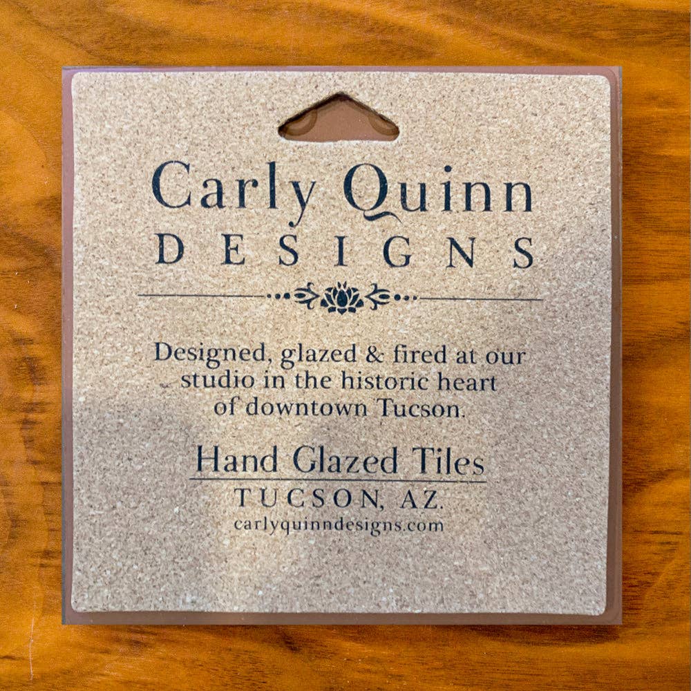 Saguaro Cactus Bloom Hand Glazed Art Tile Trivet