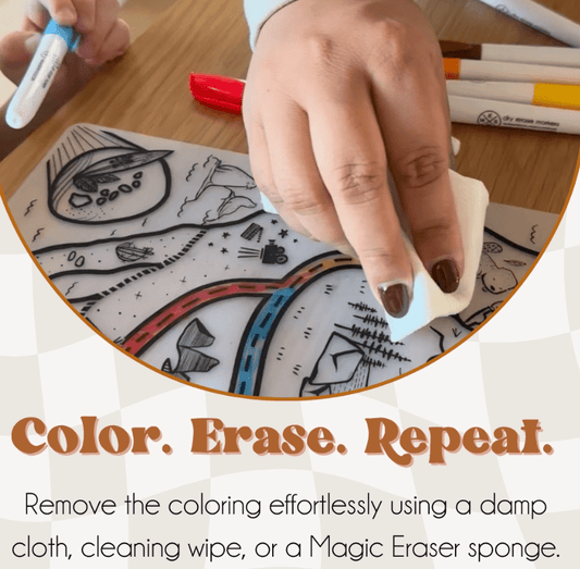 ABC Animals Silicone Reusable Coloring Mat & Markers - vibeboxshop