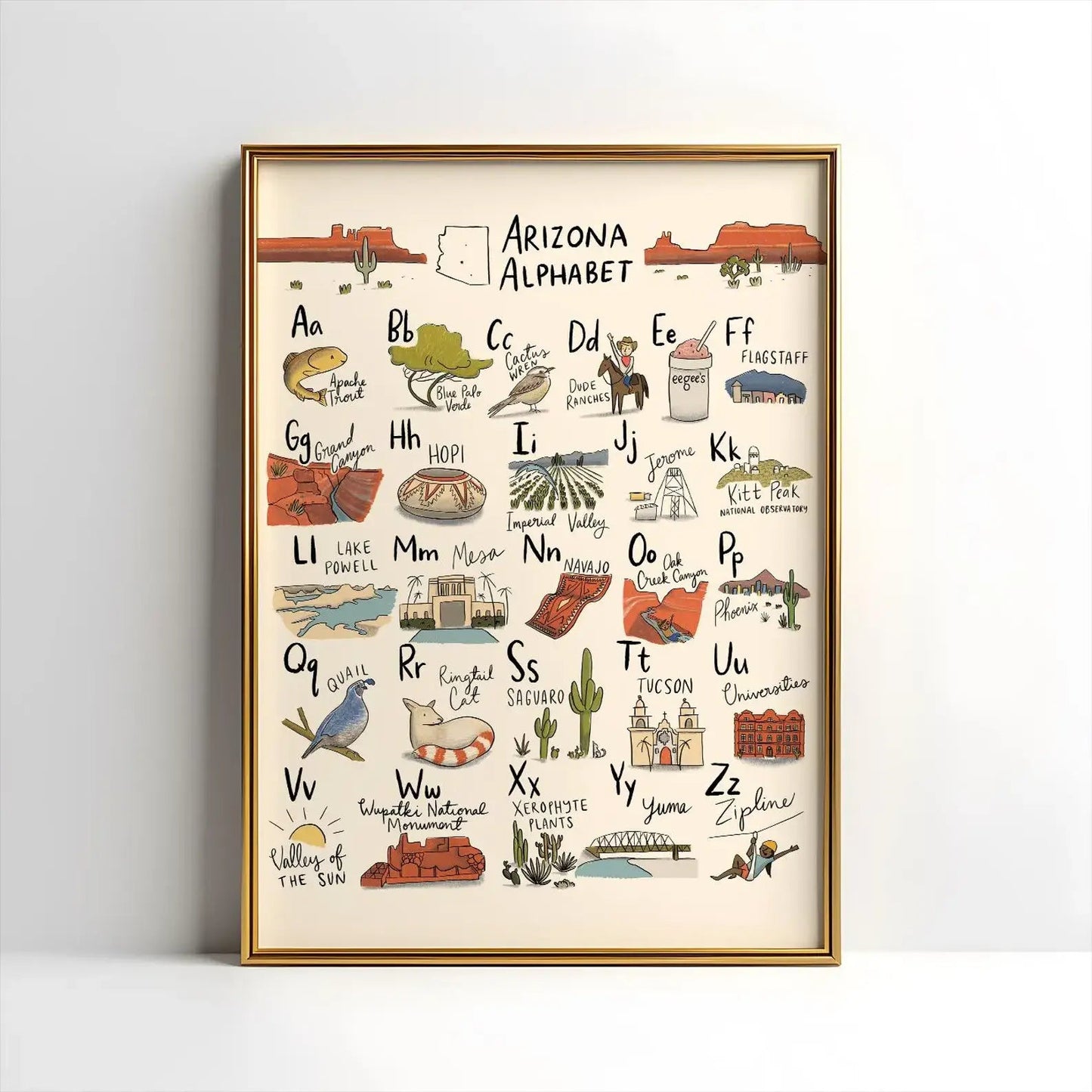 Arizona Alphabet 16x20 Poster - vibeboxshop