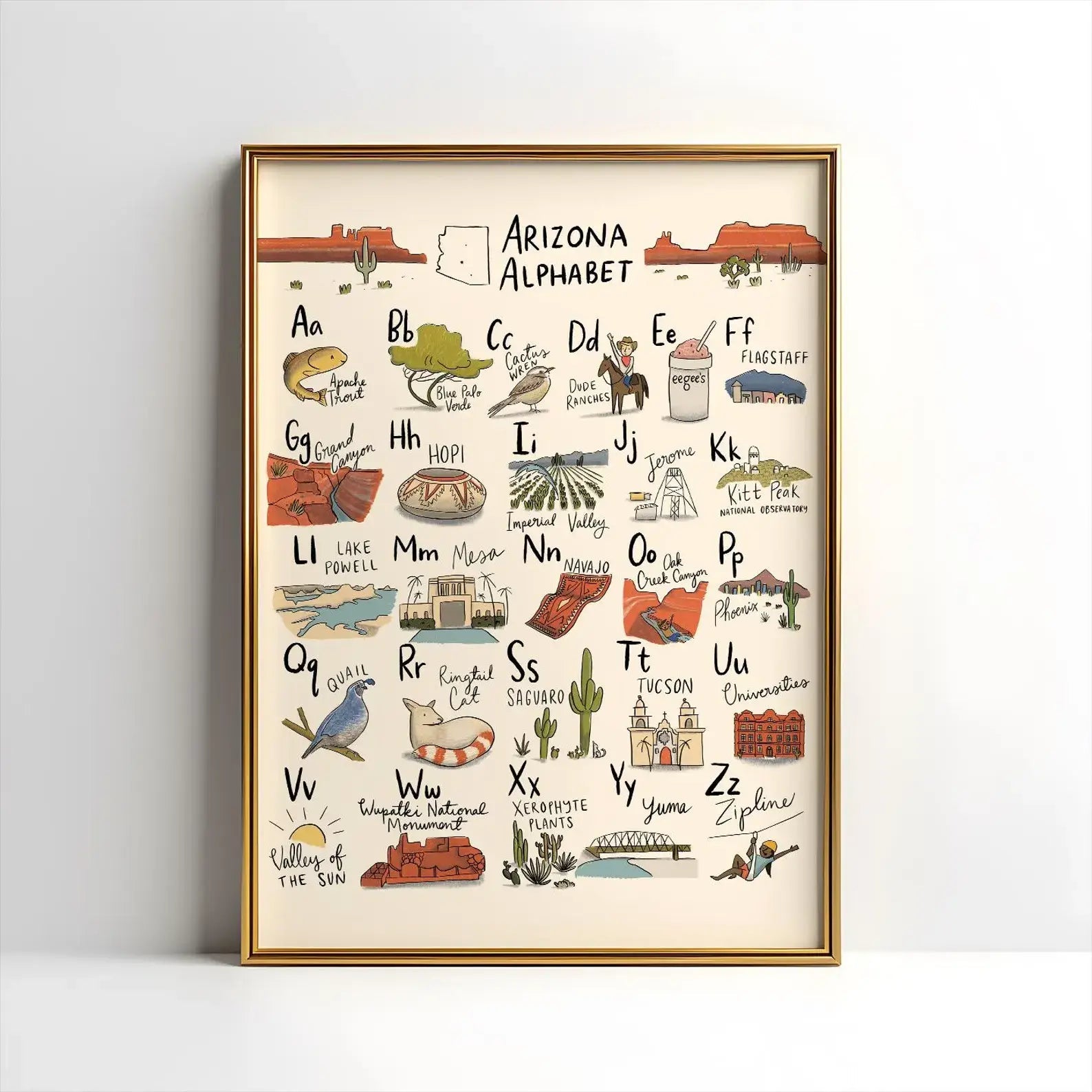 Arizona Alphabet 16x20 Poster - vibeboxshop