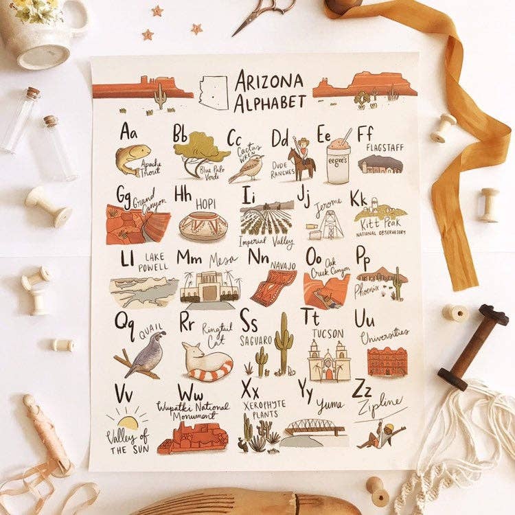 Arizona Alphabet 16x20 Poster - vibeboxshop
