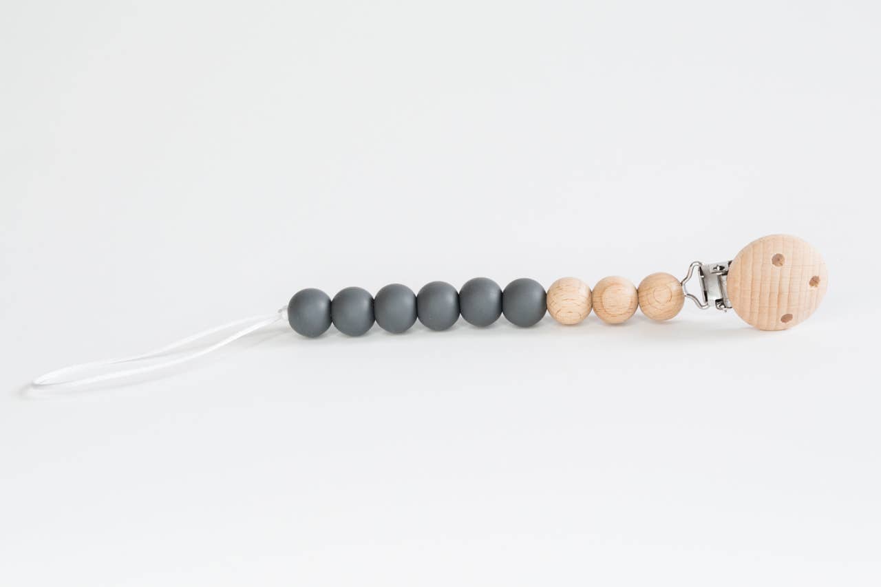 Beaded Wood & Silicone Pacifier Clip - vibeboxshop