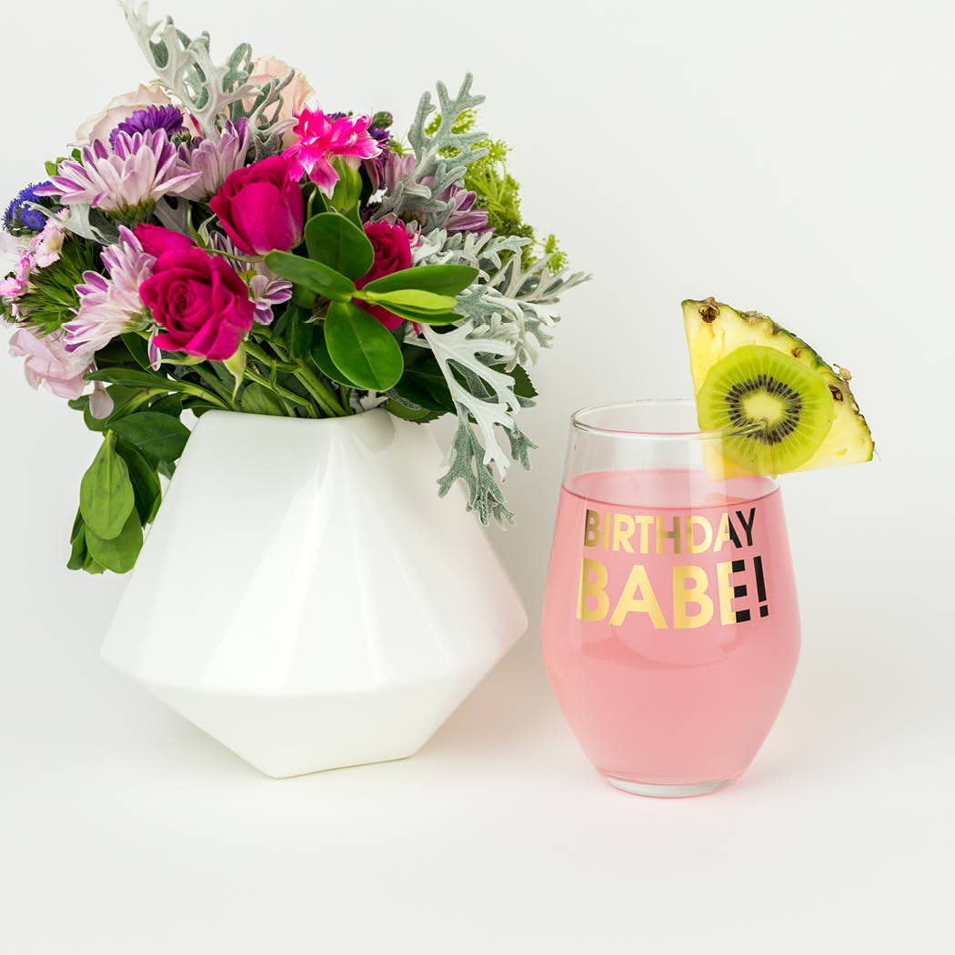 Birthday Babe - Stemless Wine Glass - vibeboxshop