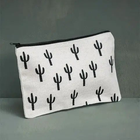 White Saguaro Makeup Bag, Father's Day Gift, Fourth of July, - vibeboxshop