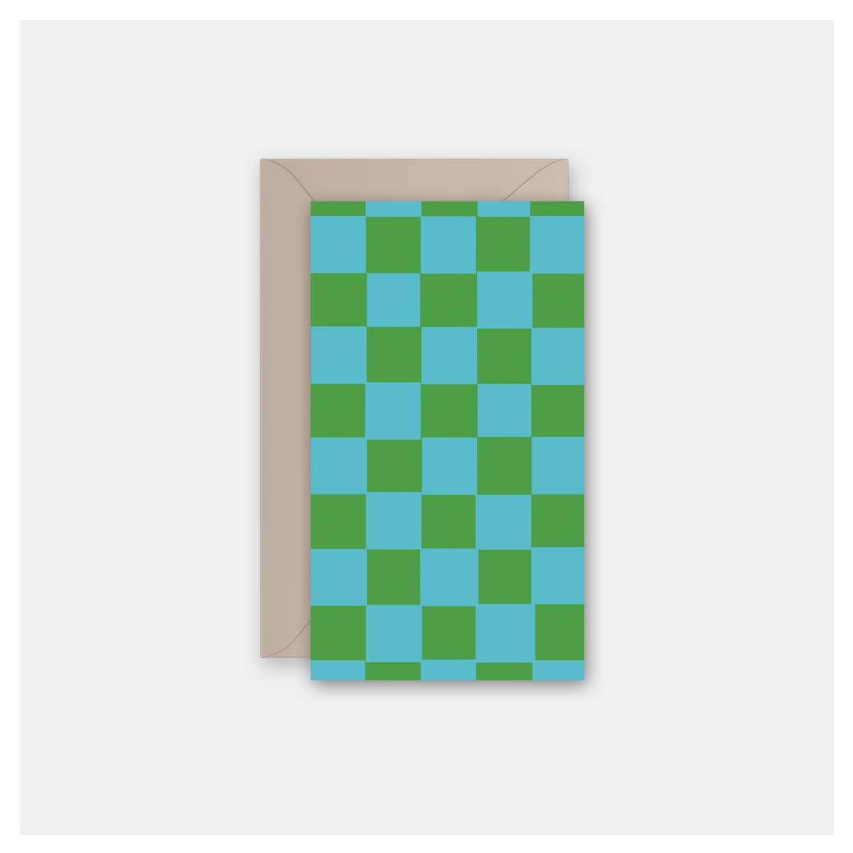 Blue + Green Checkered - Gift Card Greeting Card - vibeboxshop