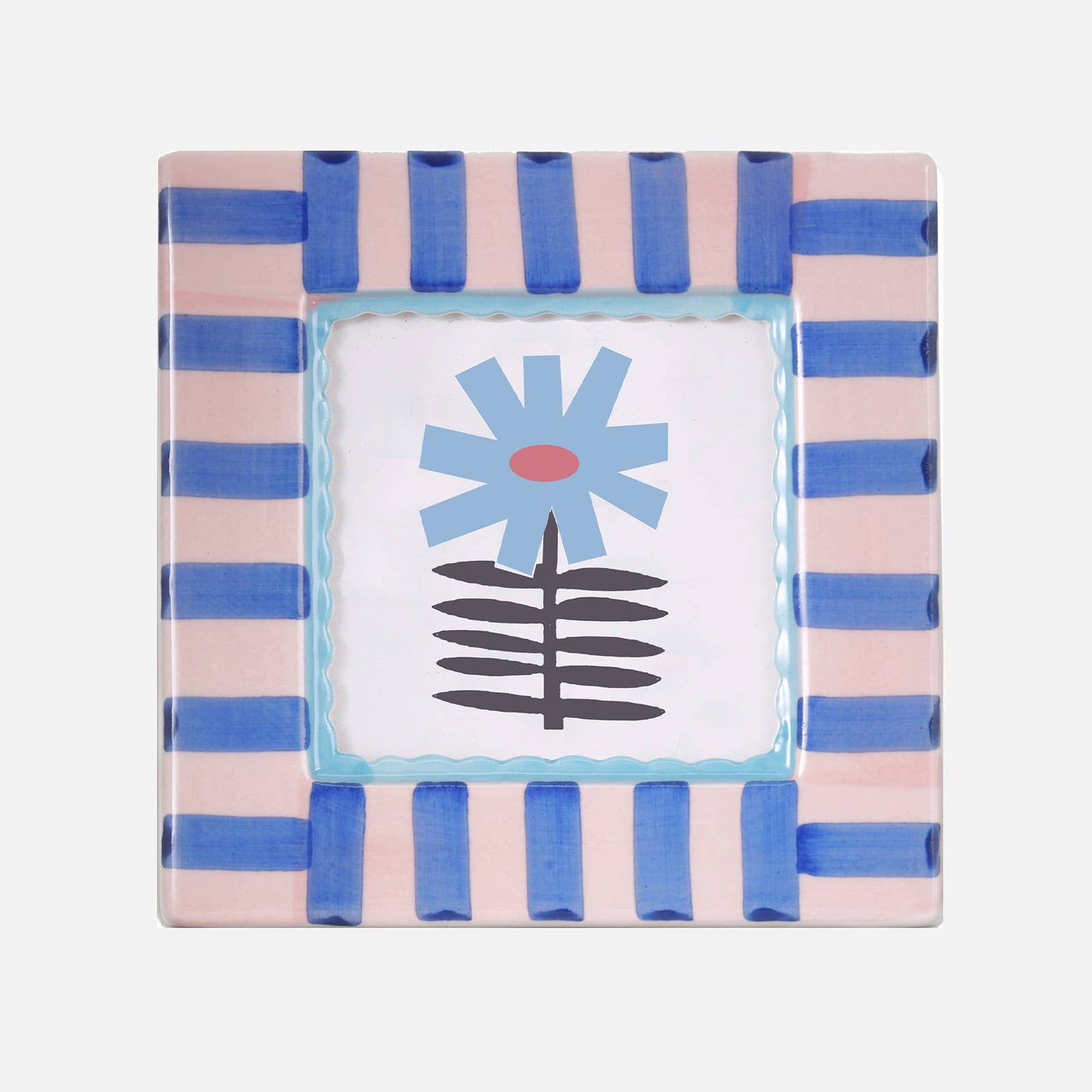 Blue Stripe Ceramic Photo Frame - vibeboxshop
