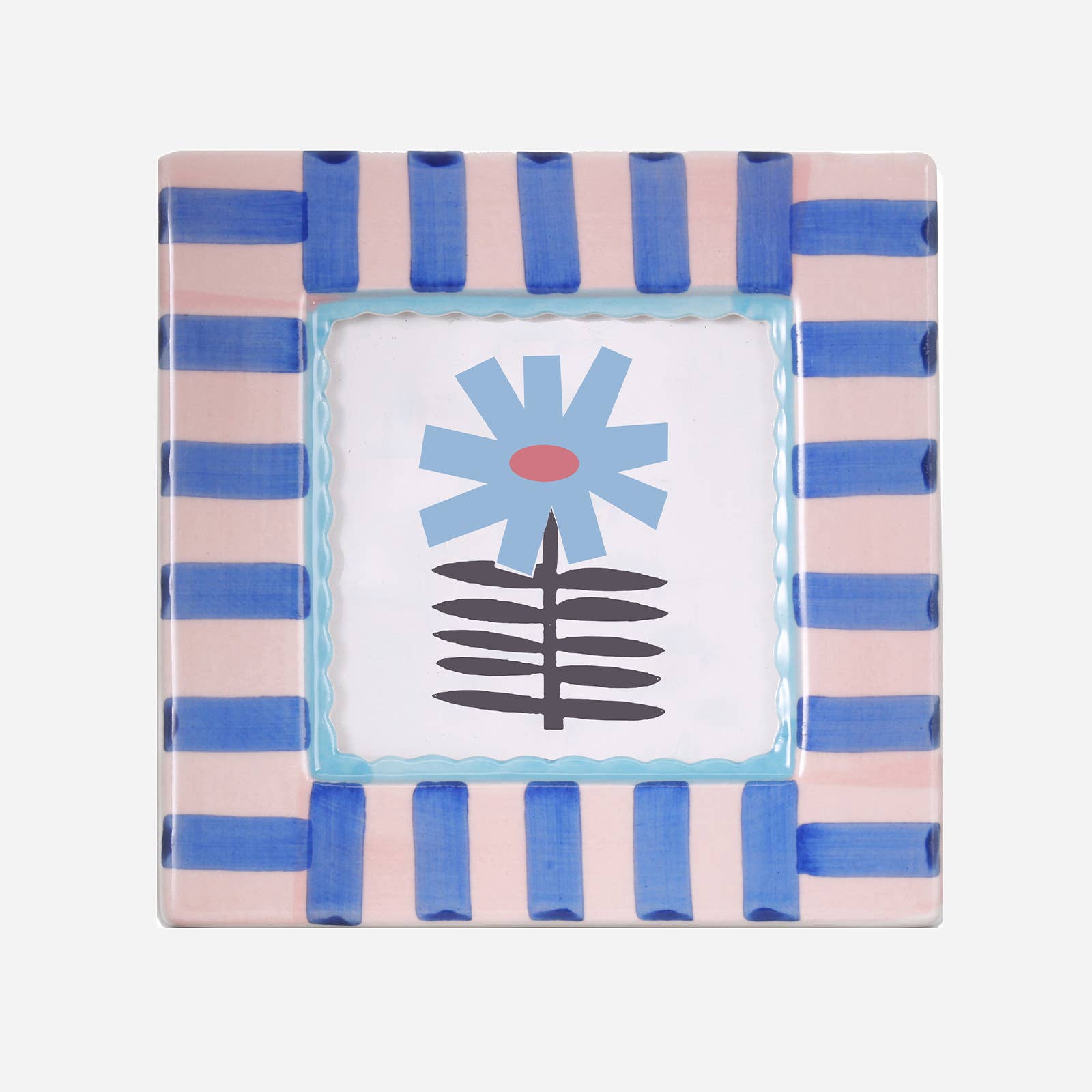 Blue Stripe Ceramic Photo Frame - vibeboxshop