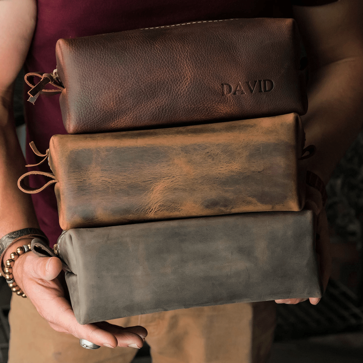 Branded Leather Toiletry Bag - vibeboxshop