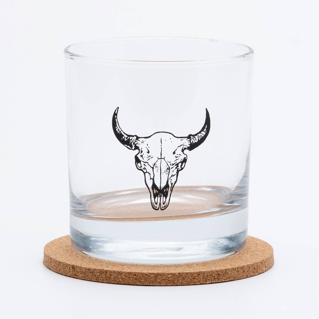 Buffalo Skull Rocks Whiskey Glass - vibeboxshop