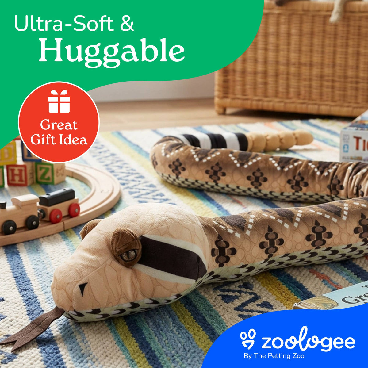 Earth Keeperz Western Diamondback Snake 54" (137cm) Recycled Plush